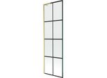 Mexen Next L Paratia Per Vasca Da Bagno A 1 Anta 60 X 150 Cm, Griglia Nera, Oro Spazzolato - 895-060-000-03-77-55