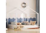 Letto Per Bambini Flieks 140X200Cm, Letto Da Terra Letto Matrimoniale Per Bambini Con Rete A Doghe, Letto Da Gioco Letto In Ferro Per La Camera Dei Bambini, Bianco