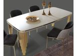 Esstisch Esszimmertisch Essecke Esszimmermöbel Tisch Holz Gold Weiß