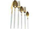 Set Di Posate Da 39 Pezzi Per 6 Persone In Acciaio Inossidabile 18/10 Bianco-Oro Di Alta Qualità