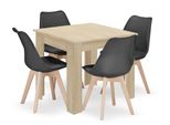 Set Da Pranzo 1 + 4, Tavolo Mado 80X80Cm Rovere Sonoma + Sedie Bali Mark Nero
