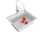Granitan | Lavello In Granito Zante - Bianco - Profondo E Resistente - Incluso Rubinetto Soria E Accessori
