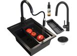 Granitan | Lavello In Granito Best - Nero - Con Rubinetto Da Cucina Loseto E Accessori - Alta Qualità E Praticità