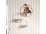 Katzenregale aus Holz mit Stufen, Kletterwand für Katzen, 3er-Set, Katzenleiter für die Wand, Katzenwandstufen-Set