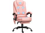 Sedia Da Ufficio Vinsetto Con Massaggio A 7 Punti, Sedia Da Ufficio Ergonomica Con Funzione Reclinabile, Sedia Direzionale Regolabile In Altezza Con Telecomando, Capacità Di Carico 120Kg Rosa