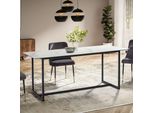 Tavolo Da Pranzo 180X90X76 Cm Tavolo Da Pranzo In Vetroceramica Bianco Aspetto Marmo, Tavolo Da Cucina Grande, Tavolo In Vetro Rettangolare, Tavolo Da Pranzo Sala Da Pranzo Con Gambe In Metallo | Wohnling