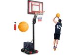 Costway Canestro 105-260 Cm Regolabile In Altezza, Canestro Con Supporto, Borsa Per Pesi, 2 Ruote, Pallone Da Basket E Pompa, Per Bambini E Ragazzi