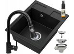 Granitan | Lavello In Granito Best - Nero - Rubinetto Da Cucina Con Bocca Estraibile - Set Di Alta Qualità