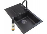 Granitan | Lavello In Granito Trix - 765X445 Mm - Nero - Da Incasso Con Rubinetto E Sifone - Alta Qualità E Modernità