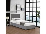 Letto Imbottito 'Juva' Cord Con Rete A Doghe 90X200 Cm Grigio