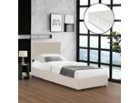 Letto Imbottito 'Juva' Singolo Con Rete A Materasso E Rete A Doghe Pieghevole 90 X 200 Cm Cord Beige