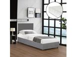 Letto Imbottito 'Juva' Singolo Con Rete A Materasso E Rete A Doghe Pieghevoli 90 X 200 Cm Cord Grey