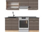 Vicco Cucina Componibile R-Line, 200 Cm , Pl Antracite, Grigio Nobile/Rovere Dorato