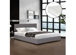 Letto Imbottito 'Juva' Matrimoniale Con Rete A Materasso E Rete A Doghe Pieghevole 140 X 200 Cm Cord Grey