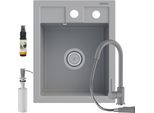 Set Di Lavelli In Granito 500X400Mm Grigio Con Accessori