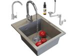 Granitan | Lavello In Granito Nero - Monovasca - Marrone - Robusto Ed Elegante - Incl. Miscelatore E Sifone