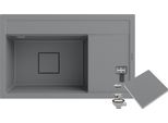 Granitan | Lavello In Granito Rendo - Grigio - Da Incasso Con Sgocciolatoio - Design Moderno - Alta Qualità E Durata Nel Tempo