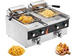 Elektrische Friteuse RVS - 2-fach Tank 3000W - Doppel-Fritteuse 5,9L - Professionelle Gastronomie-Fritteuse für Restaurants
