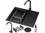 Granitan | Lavello In Granito Milano - Nero - Da Incasso Con Scolapiatti - Set Bestseller