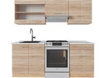 Vicco Cucina Componibile R-Line, 200 Cm , Pl Marmo, Rovere Sonoma/Goldkraft