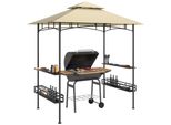 Outsunny Gazebo Barbecue 240 X 150 X 257 Cm Gazebo Da Giardino Impermeabile Ignifugo Con Doppio Tetto, Rastrelliere Laterali, Gazebo Con Protezione Uv