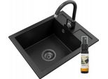 Granitan | Lavello In Granito Best - Nero - Rubinetto E Sifone Inclusi - Alta Qualità E Modernità