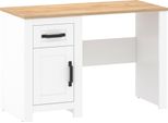 Scrivania Casa Dolce Teoria 8, Bianco + Rovere, 115X52X76,5 Cm, Un Cassetto, Un Armadio