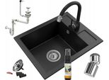Granitan | Lavello In Granito Best - 50X40 Cm - Nero - Incluso Rubinetto E Sifone - Di Alta Qualità E Lunga Durata