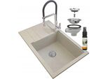 Granitan | Lavello In Granito Louis - Beige - Lavello Da Incasso Con Sgocciolatoio - Finitura Di Alta Qualità