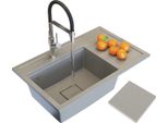 Granitan | Lavello In Granito Rendo - Beige - Design Moderno - Incasso Con Sgocciolatoio