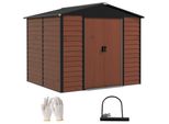 Casetta Per Attrezzi Outsunny 4,4 M², Casetta Da Giardino Con Tetto A Una Falda, Porta Scorrevole, Fondamenta, 240 X 206 X 198 Cm, Casetta Per Attrezzi In Acciaio Zincato