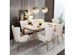 Tavolo Da Pranzo Di Lusso In Pelle Acciaio Inox Marmo Imitazione Pietra Tavolo Da Pranzo 140X80Cm