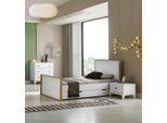 Garnitur Kinderzimmer Bett Kinderbett Kindermöbel Weiß Holz Set 3tlg