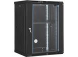 15U Netzwerkschrank Serverschrank 457,2mm Wandgehäuse Server Rack Schwarz - Rackmount Servergehäuse für sichere Serverlagerung - Ideal für Büros und Rechenzentren