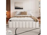Letto Imbottito Aiorber, 140 X 200 Cm, Con Rete A Doghe, Ampio Spazio Di Archiviazione, Quattro Grandi Cassetti, Facile Da Montare, Letto Matrimoniale, (Senza Materasso), Beige