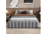 Letto Imbottito Aiorber, 140 X 200 Cm, Con Rete A Doghe, Ampio Spazio Di Archiviazione, Quattro Grandi Cassetti, Facile Da Montare, Letto Matrimoniale, (Senza Materasso), Grigio