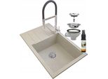 Granitan | Lavello In Granito Louis - Beige - Incasso Con Scolapiatti - Finitura Di Alta Qualità