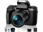 Zelurxx Fotocamera Digitale 4K Nera, Con Borsa Per Fotocamera, Touchscreen Da 4 Pollici, Wlan, 64MP, Zoom Digitale 16X, Ultra Hd, Display Ips, Scheda Tf Da 32GB