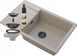 Granitan | Lavello In Granito Louis - Beige - Lavello Da Cucina A Una Vasca Con Scolapiatti - Qualità Robusta