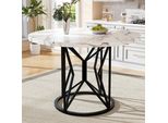 Tavolo Da Pranzo Rotondo Flieks, Gambe Geometriche, Tavolo Da Pranzo Per Soggiorno, Piano In Mdf Marmorizzato, Bianco+Nero