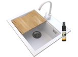Granitan | Lavello In Granito Foxal - 565X505 Mm - Bianco - Rubinetto E Accessori Inclusi