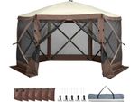 Succebuy Tenda Gazebo Pop-Up, Parasole A Baldacchino A 6 Lati Con Pannelli Privacy Rimovibili E Finestre A Rete, Tenda Privacy Di 12,5 X 12,5 Piedi A Montaggio Rapido Con Zanzariera