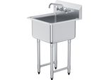 Succebuy Lavello Di Preparazione E Di Servizio In Acciaio Inox 21 "X41"". Viene Fornito Con Rubinetto E Gambe. Lavello A 1 Scomparto A Vasca Singola Freestanding Per Garage, Ristorante, Cucina E Lavanderia."