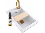 Miscelatore Da Cucina Granitan | Beta - Oro - Con Lavello In Granito E Sifone Manuale - Alta Qualità Ed Eleganza