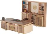 Set Completo Per Studio Scrivania Ufficio Sedia Libreria Credenza Marrone