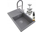 Granitan | Lavello In Granito Louis - 800 X 500 Mm - Grigio - Da Incasso Con Scarico - Alta Qualità