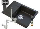 Granitan | Lavello In Granito Argos - Linea Golden - Nero Con Riflessi Oro - Sifone Cromato Incluso
