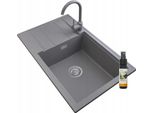 Granitan | Lavello In Granito Louis - 800 X 500 Mm - Grigio - Minimalista E Resistente - Incl. Miscelatore Beta