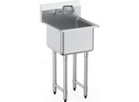 Succebuy Lavello In Acciaio Inox 18 "X41"" - Lavello A 1 Scomparto Indipendente. Con Rubinetto E Gambe. Nsf. Ideale Per Garage, Ristorante, Cucina E Lavanderia."