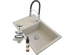 Granitan | Lavello In Granito Louis - Colore Beige - Lavello Con Scolapiatti - Design Moderno